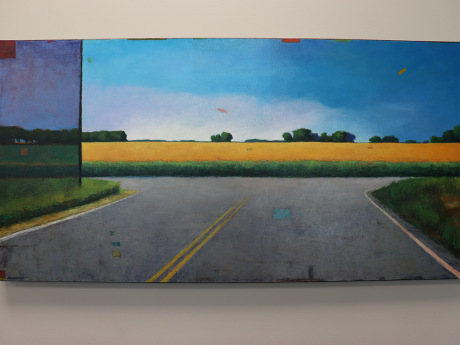 Change of Direction painting depicting a highway and rural landscape